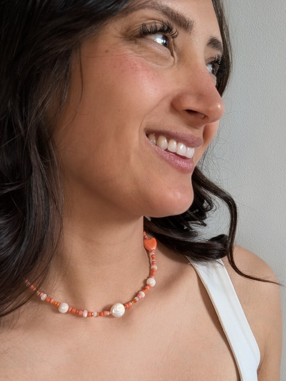 Full Bead Mode Orange Beaded Necklace